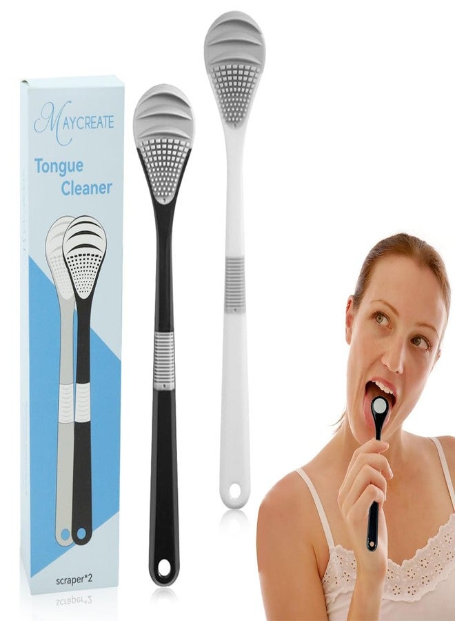 MAYCREATE® Tongue Cleaner Adults, 2Pcs Silicone Tongue Scraper Soft Tounge Cleaner Helps Fight Bad Breath Tough Cleaner Fan Shape Tung Cleaner Tongue Brush - Image 1